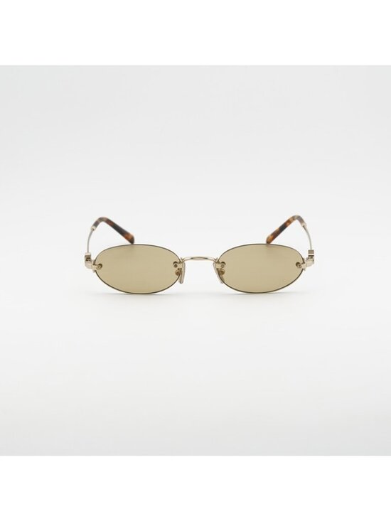 Miu Miu MUA54S ZVN10R Sunglasses Gold Oval Rimless Frame, Yellow Lenses main image 6